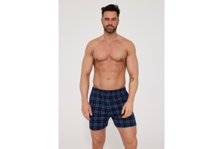 Мужские семейные трусы боксеры хлопок Cornette CM soft tartan синяя клетка