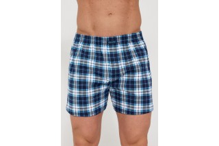 Мужские семейные трусы боксеры хлопок большого размера Cornette CM scottish tartan синяя клетка