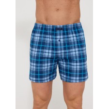 Мужские семейные трусы боксеры хлопок большого размера Cornette CM ocean tartan синяя клетка