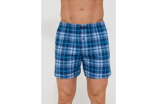 Мужские семейные трусы боксеры хлопок большого размера Cornette CM ocean tartan синяя клетка