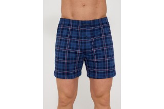 Мужские семейные трусы боксеры хлопок большого размера Cornette CM royal tartan синяя клетка