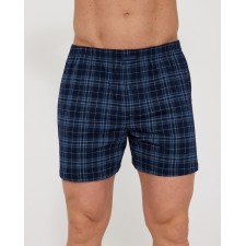 Мужские семейные трусы боксеры хлопок большого размера Cornette CM soft tartan синяя клетка