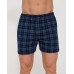 Мужские семейные трусы боксеры хлопок большого размера Cornette CM soft tartan синяя клетка