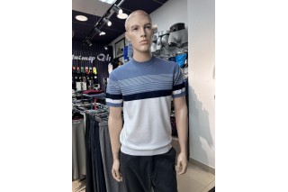 Джемпер мужской с коротким рукавом серо-голубой BEST DS