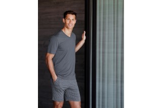 Комплект для отдыха мужской (пижама с коротким рукавом и шортами) Impetus Seashell серая