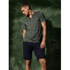 Мужская пижама с шортами и коротким рукавом морской синий Impetus Animalistic