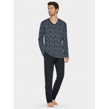 Мужская пижама с брюками и длинным рукавом темно-синяя Impetus Yala