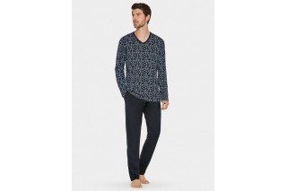 Мужская пижама с брюками и длинным рукавом темно-синяя Impetus Yala
