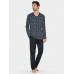 Мужская пижама с брюками и длинным рукавом темно-синяя Impetus Yala