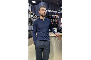 Джемпер поло мужской с длинным рукавом Marcello морская волна