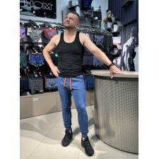 Брюки домашние мужские с манжетами синие Ceceba 30579