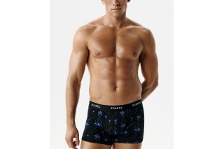 Мужские трусы шорты Atlantic набор 3 шт., хлопок, черные + голубые + черные, 3MH-229