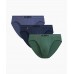 Мужские трусы слипы спорт Atlantic набор 3 шт., хлопок, светлый деним + индиго + темно-зеленый, 3MP-094