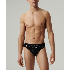 Мужские трусы слипы спорт Atlantic набор 3 шт., хлопок, черные + светло-зеленые + графитовые, 3MP-194