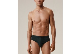 Мужские трусы слипы классика Atlantic, набор 3 шт., хлопок, изумрудные + темно-серые меланж + баклажановые, 3MP-202