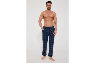 Брюки домашние мужские больших размеров Cornette soft tartan темно-синие в клетку