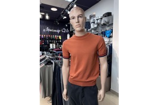 Джемпер мужской с коротким рукавом терракотовый BEST basic DS