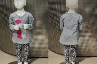Костюм домашний для девочек (пижама) Cornette Giraffe Kids серый меланж
