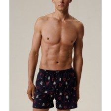 Мужские трусы боксеры семейные Atlantic, хлопок, темно-синие, GMB-012