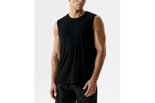 Майка мужская спортивная без рукавов Atlantic, бамбук, черная, MV-052