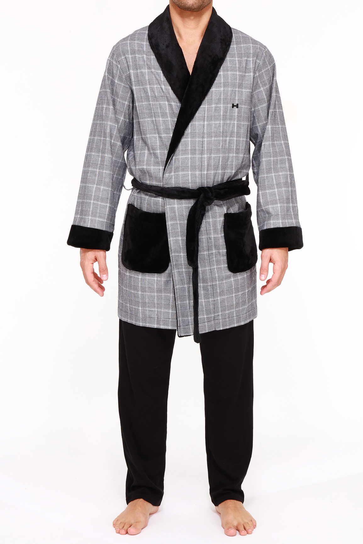 Халат мужской HOM Benjamin черная клетка