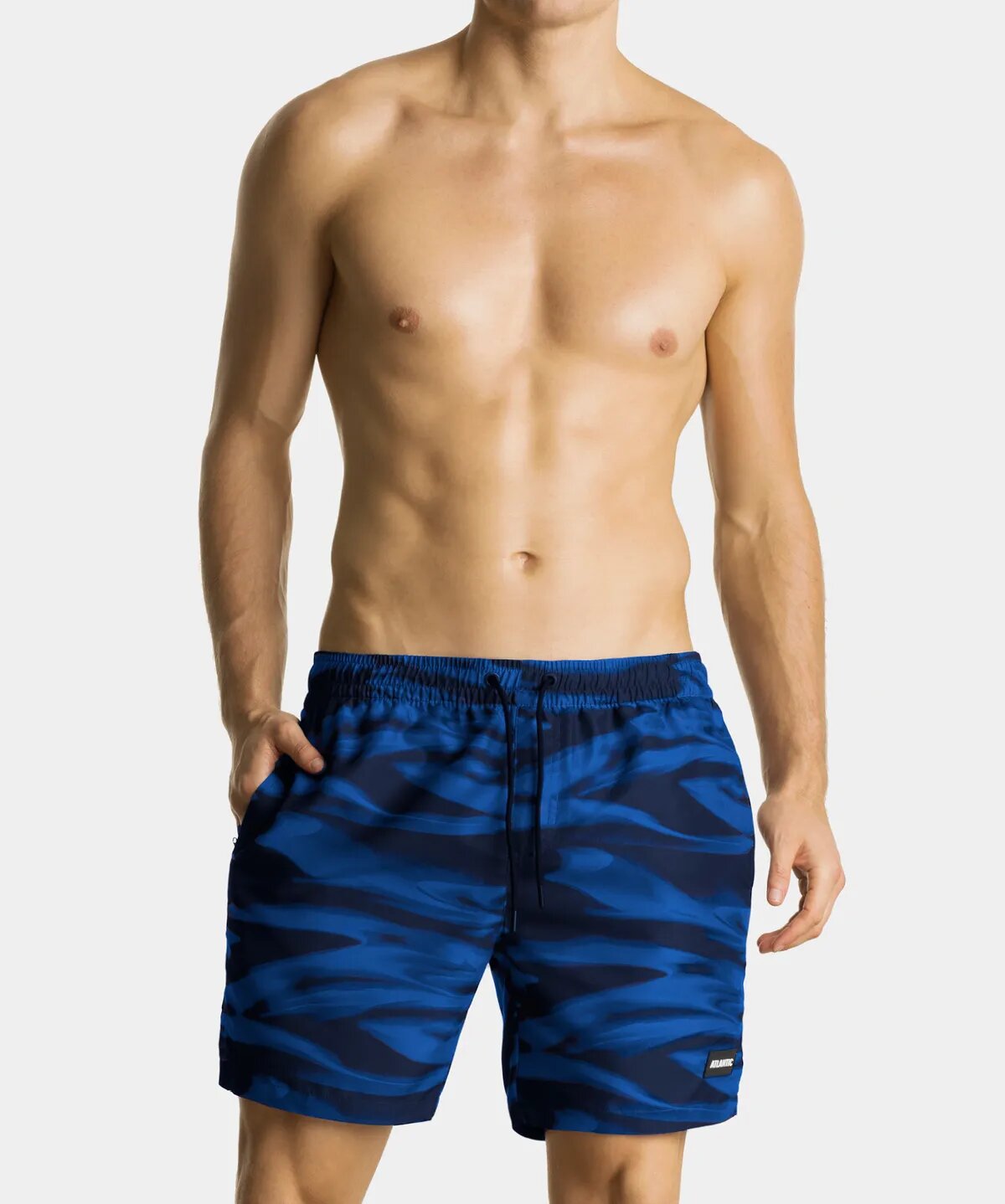 Пляжные шорты мужские Atlantic 1 шт. в уп., полиэстер, голубые + темно-синие, KMB-216