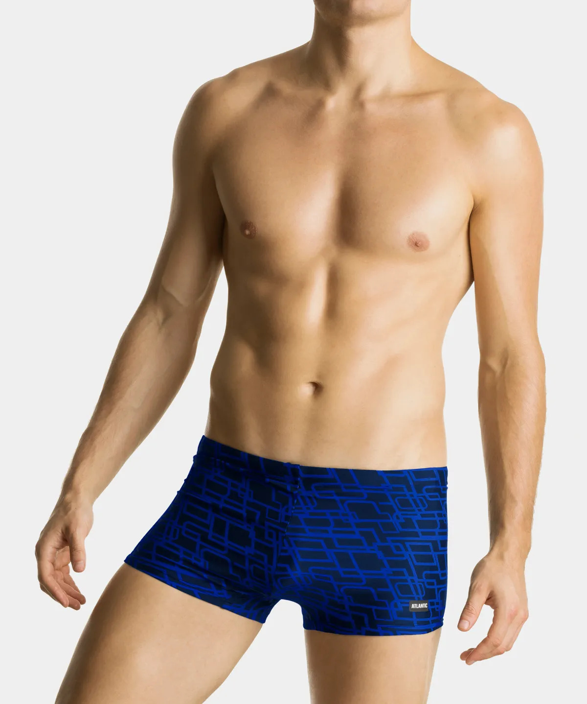 Купальные шорты мужские Atlantic 1 шт. в уп., полиамид, темно-синие + голубые, KMS-316