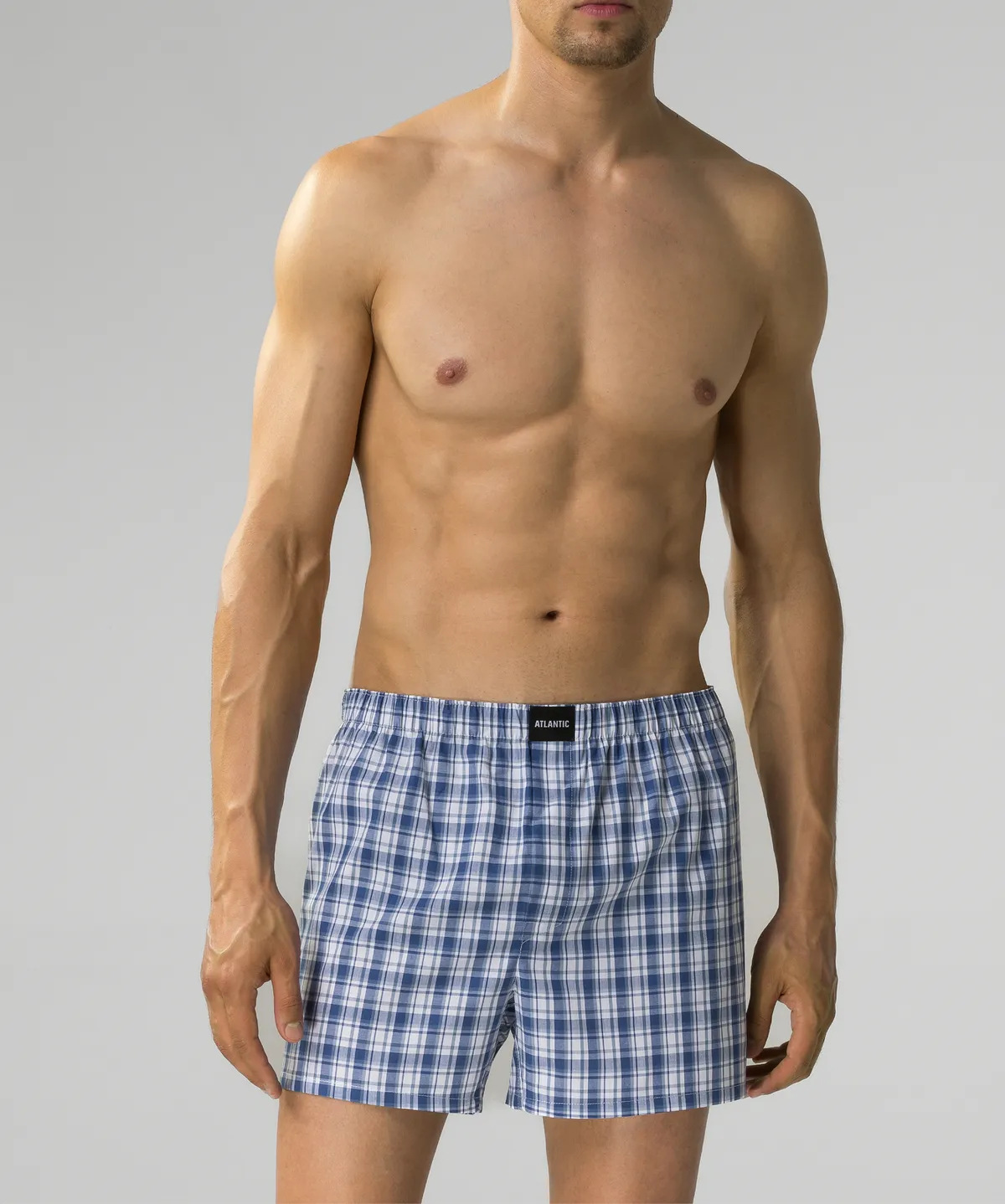 Мужские трусы боксеры семейные Atlantic 1 шт., хлопок, голубые, MBT-002