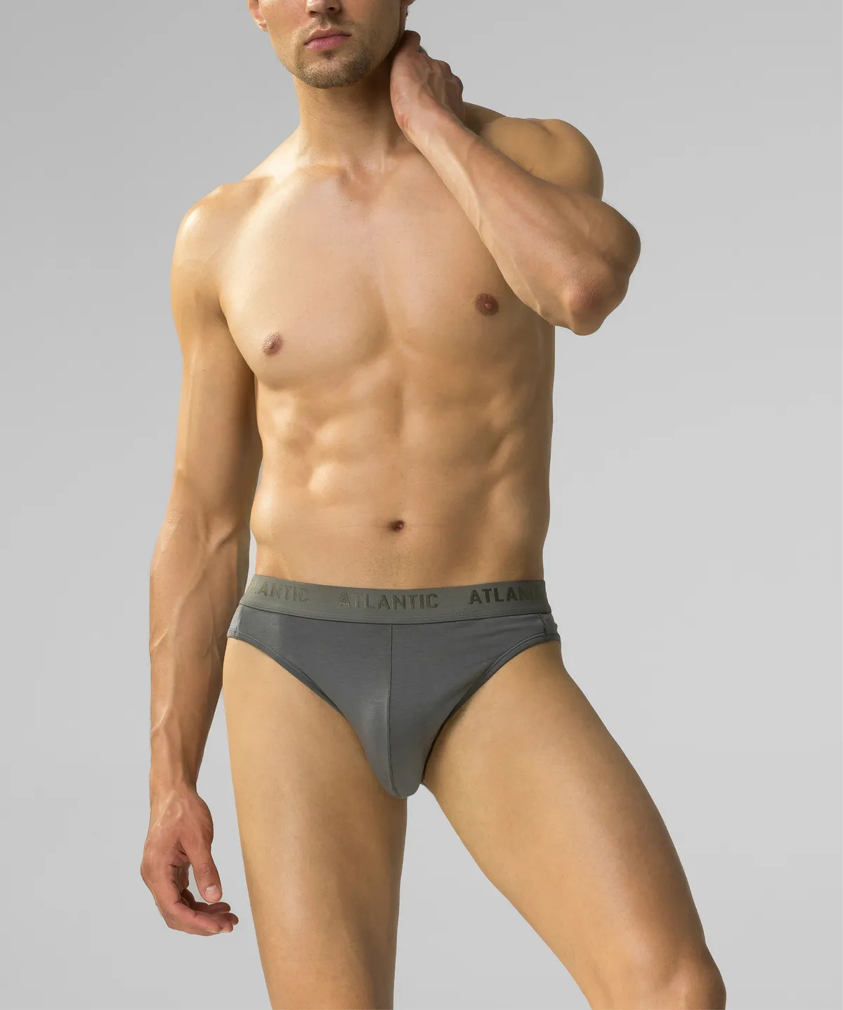 Мужские трусы слипы спорт Atlantic 1 шт. в уп., пима хлопок, серые, MP-1583