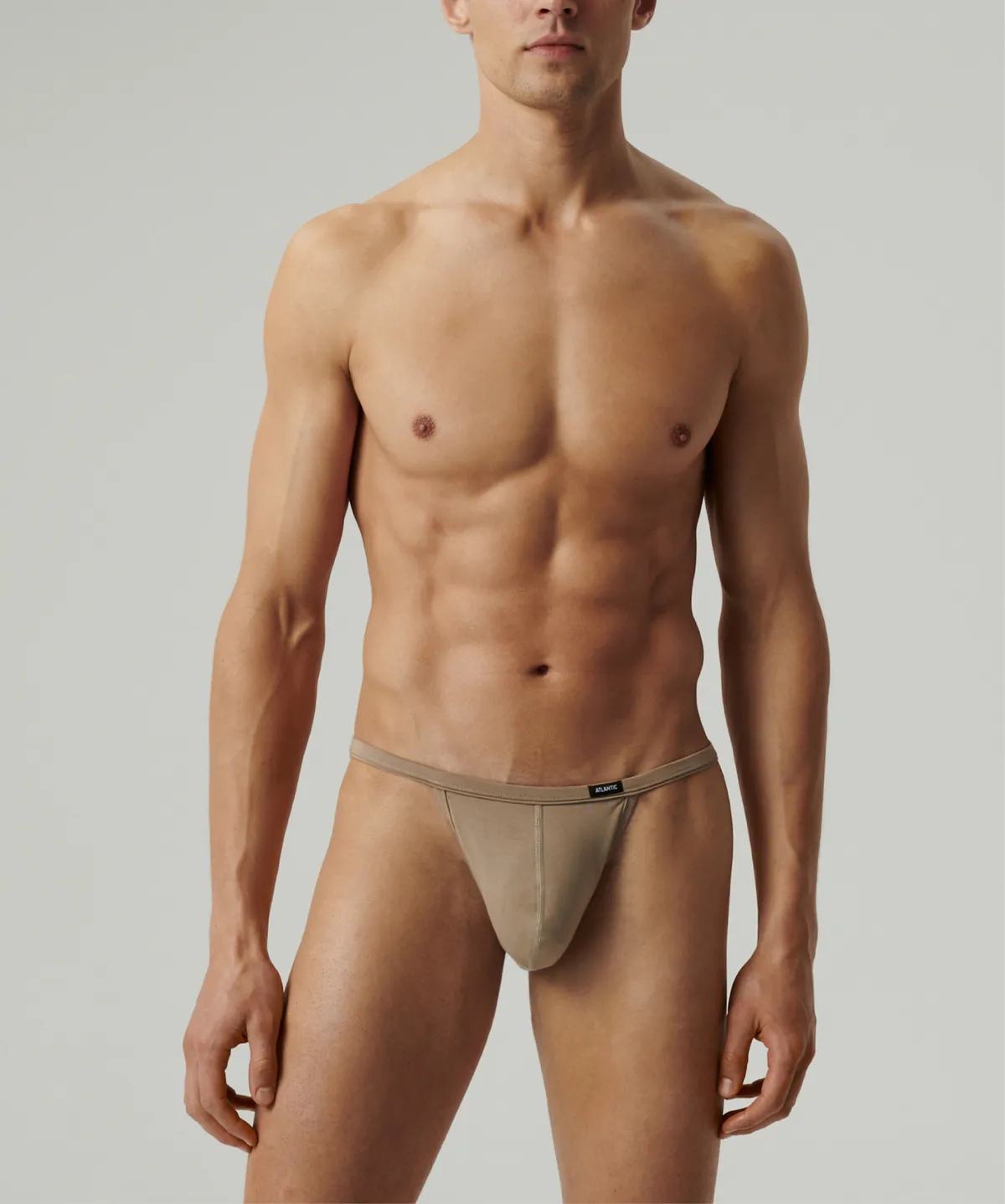 Мужские трусы стринги Atlantic 1 шт. в уп., микромодал, бежевые, MP-1586